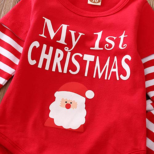 Ldiawnshi Kindermode Pasgeboren Baby Kerst Cartoon Print Patchwork Romper Bodysuit+Gestreepte Broek Set - Afbeelding 7