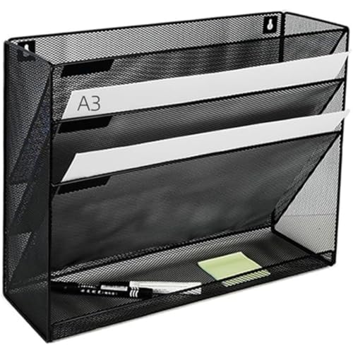 a3 トレー a3 ラック 壁掛け書類ラック 壁掛けファイルラック a3 書類トレー 収納トレー a3 棚 壁掛け 卓上 収納 机上 棚 書類棚 ファイルラック 多機能壁掛け 完成品 REENEW (ブラック,A3&4段)