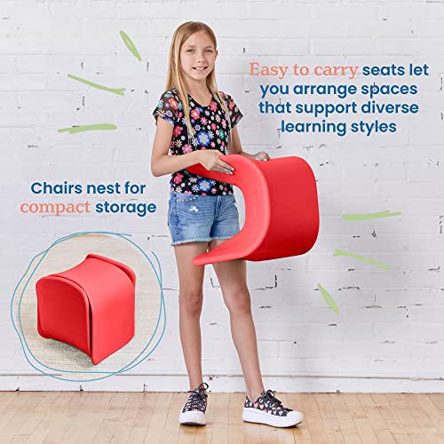 Image of ECR4Kids Wave Seat Perch Stool, 14in - 15.1in Seat Height, Flexible Seating, Red, 2-Pack