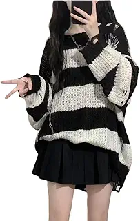 [EDREES] ニット 地雷系 セーター レディース トップス 長袖 ラウンドネック カジュアル サブカル 量産型 服 原宿系 ストリート 気質 ゆったり 暖かい 春秋冬