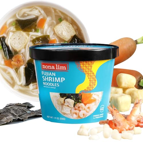 Nona Lim Flavorful Fujian Shrimp | Jumbo Instant Noodle Bowls | Deep, Rich Seafood Broth with Silky Flat