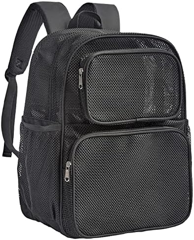 Amazon.com: Deluxe See Through Mesh Backpack with Bungee Cord & Adjustable Padded Straps for ...