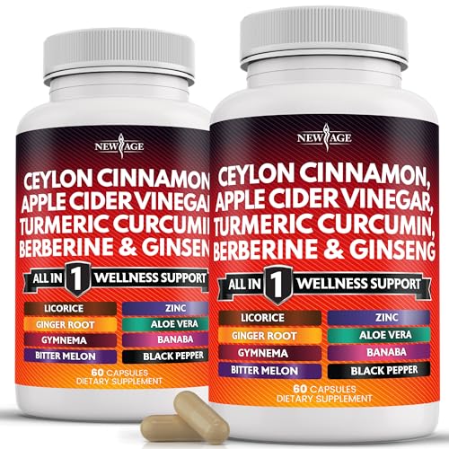 Ceylon Cinnamon 3000mg Turmeric 3000mg Apple Cider Vinegar 3000mg Ginseng 2000mg Aloe Vera 2000mg Berberine 1200mg Plus Banaba, Ginger Root - 120 Count