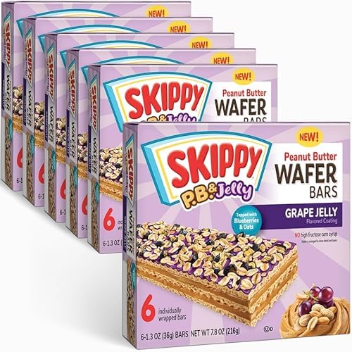 SKIPPY P.B. & Jelly Peanut Butter And Grape Jelly Coated Wafer Bars 6 Ct (Pack of 6-36ct) (36 ct)
