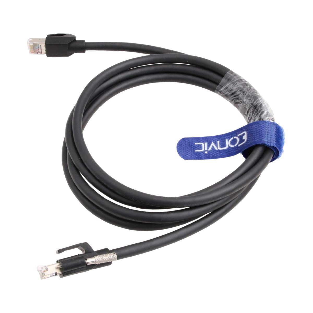 Eonvic RJ45 to Locking RJ45 Ethernet Cable CAT5e 4PX26AWG Industrial Network Patch Cord PVC Jacket for Camera, Router, Switch 8M