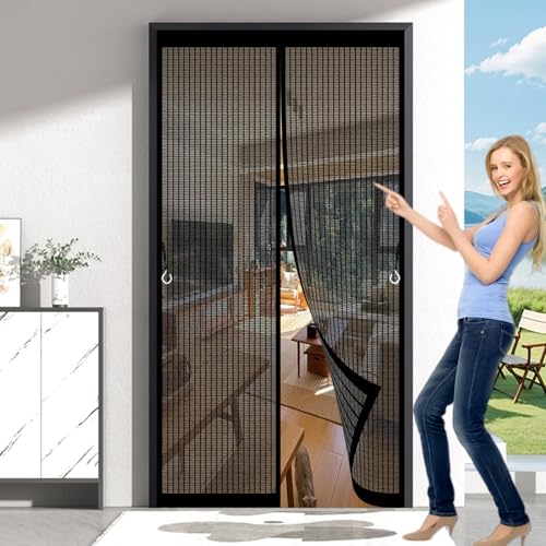Moustiquaire porte magnétique 165x210 cm rideau anti-moustique noir - 2