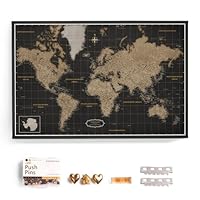 Hochwertige Canvas Weltkarte mit Kork-Pinnwand - Deutsche Beschriftung - Dekorative Wanddeko für alle Zimmer - Leinwandbilder mit Weltkarte Motiv (70x50 cm, Muster 6)