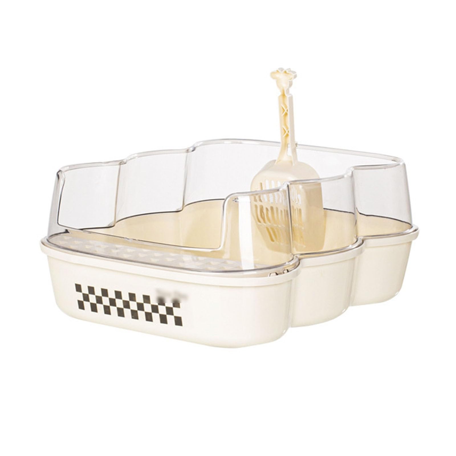 Lettiera per Gatti Lettiera semi-chiusa, lettiera aperta for gatti, lettiera extra large anti-schizzi con sportello trasparente e paletta for setacciare la lettiera Toilette per Gatti(Beige,Piccolo)