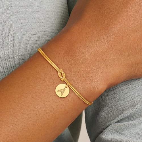 Bridesmaids Gifts for Women Girls - 18K Gold Plated Knot Initial C Bracelet for Teen Girl Gifts Trendy Stuff Dainty Gold Bracelets Initial Bracelet for Women Girl Teenage Niece Gift2