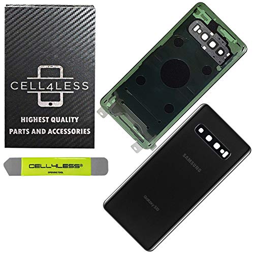 CELL4LESS Back Glass Replacement for The Galaxy S10 Model Including Camera Frame, Lens, Removal Tool (Prism Black)