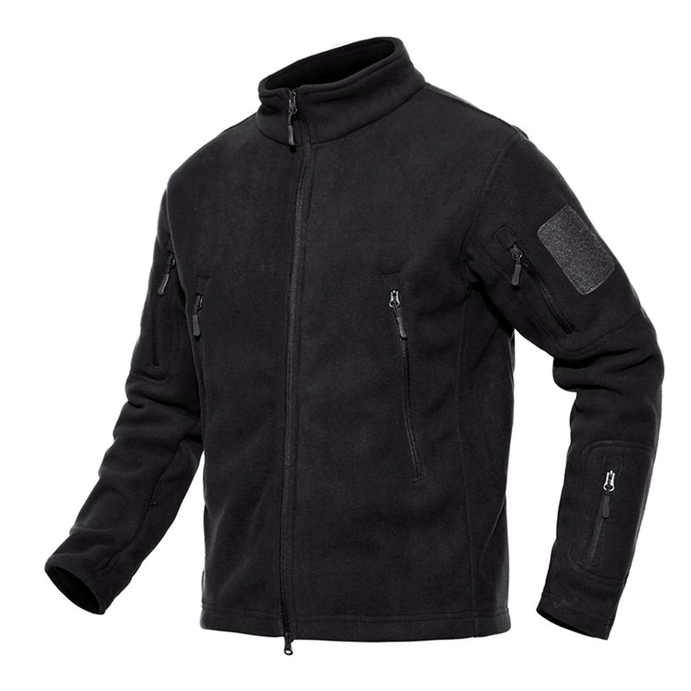 YuanDian męska kurtka polarowa, kurtka softshell, na jesień, zimę, stójka, wielofunkcyjna, wojskowa, wojskowa, trekkingowa, polowanie, wiatroszczelna, oddychająca, ciepła kurtka, czarny, 4XL