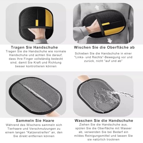 shixpiov Fellpflegehandschuhe 2er-Set– Doppelseitige Statische Tierhaarentferner,Wiederverwendbare&Waschbare Haustierpflege-Handschuhe für Entfernt Hunde&Katzen Fell von Sofa, Teppich, Kleidung