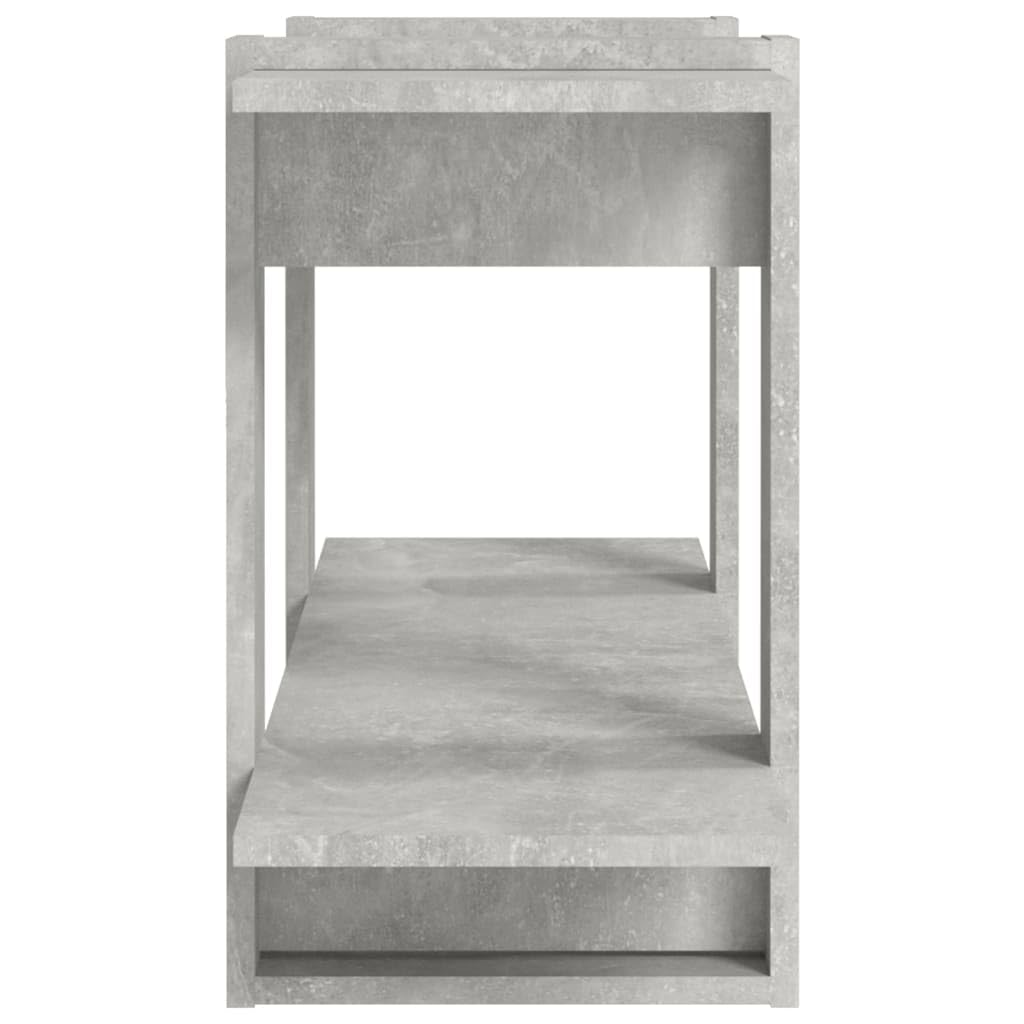 Estantería de madera gris hormigón, 100 x 30 x 51 cm, estante ancho estrecho bajo para libros y multimedia, almacenamiento práctico, estable y fácil de limpiar