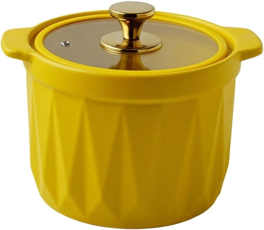 Stockpot Modern Simple Matte Color Glaze Ceramic Casserole Household Soup Pot Small Casserole Stew Pot with Transparent Lid Soup Pot(01,20 * 15cm) (3 20 * 15cm)