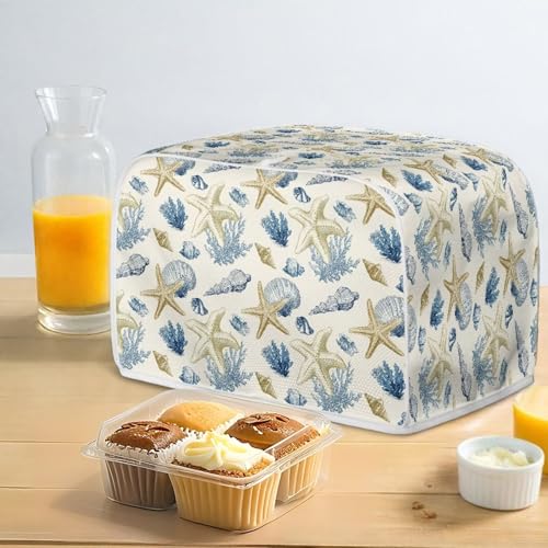 Image of Talayituse Srarfish Conch Coral Print Toaster Cover 4 Slice Wide Slot, Lightweight Dust Protection Washable Appliance Bag Bread Maker Cover, M