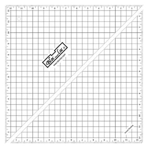 Bloc Loc~12.5" Half Square Triangle Ruler, Acrylic Ruler Cover