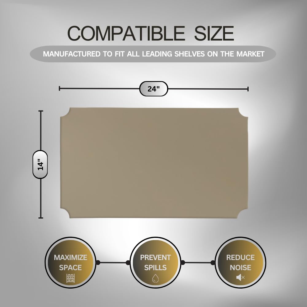 DUALSO Wire Shelf Liner Wire Rack Shelf Mat - Thick Wire Shelf Cover - Waterproof Plastic Shelf Liner, Metal Shelf Liner - Easy Use Wire Shelving Cover for Closet (Beige, 14" X 24" (Set of 3))