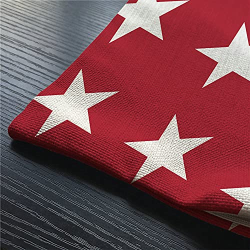 Image of Smooffly White Star Throw Pillow Cover,Abstract USA Star Design on The Red Background Waist Lumbar Cotton Linen Throw Pillow case Cushion Cover for Sofa Home Decorative Oblong 12x20 Inches