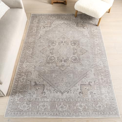 nuLOOM 5' x 8' Green Haven Collection SuperiorWash Indoor Area Rug, Recycled Cotton, Machine Washable, Stitched Edging, Flat Woven, Juni Beige -  ATBS03A-508