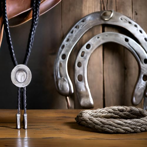 Image of Cowboy Bolo Tie for Men, Vintage Cow Skull Bolo Tie Necklace Native American Necktie for Men Women