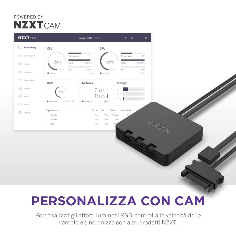 NZXT F140 RGB Duo Twin Pack - RF-D14DF-B1-2 ventole a due lati da 140 mm con controller RGB – 20 LED indirizzabili individualmente – Flusso d'aria e pressione statica bilanciati – Nero