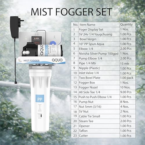 Image of Mist Fogger Kit with High Pressure Pump | Fogging System for Dairy Farm, Poultry, Greenhouse & Outdoor Cooling (10 Nozzle 15 Meter Pipe)