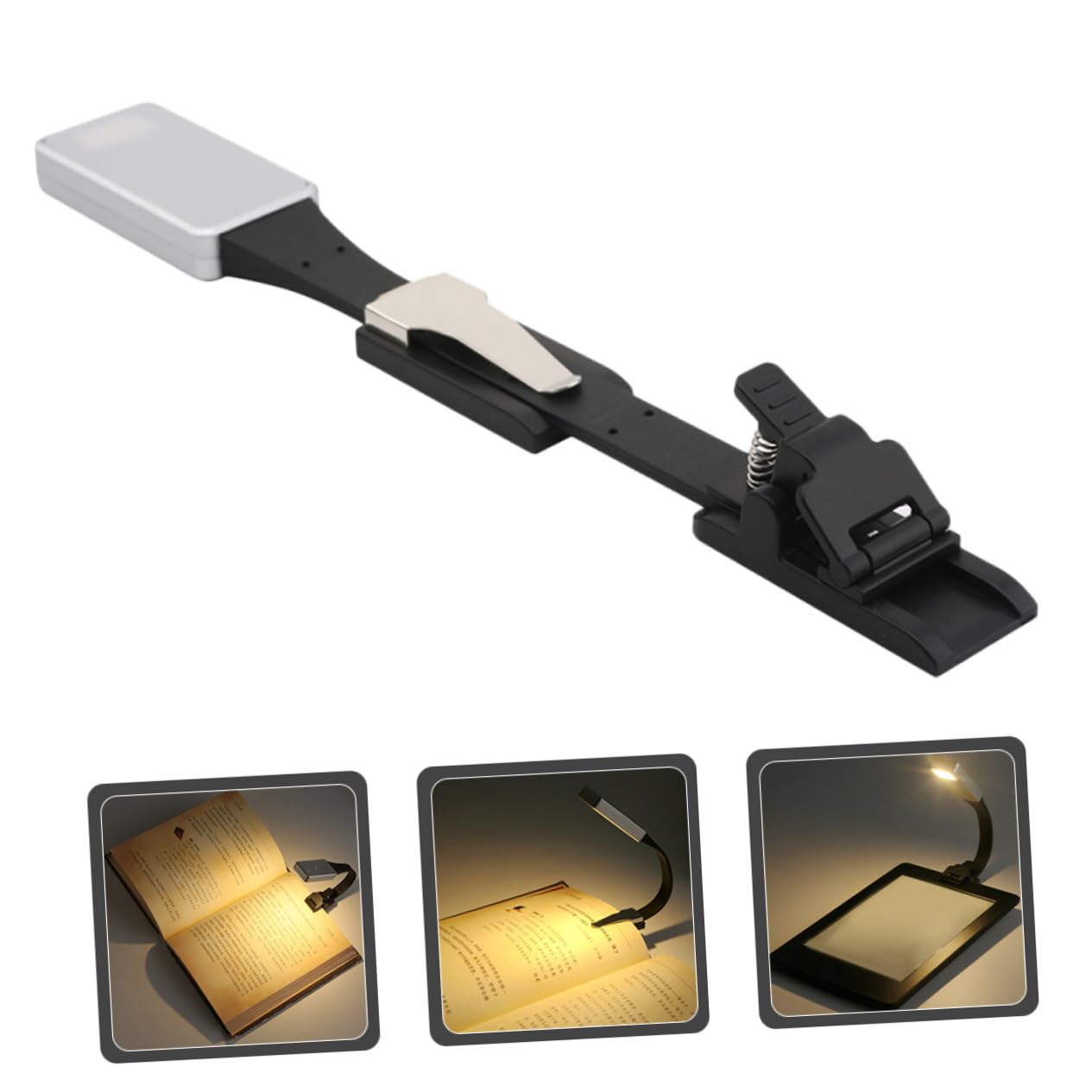 Anneome Lampada da Lettura LED a Clip Mini Regolabile Doppio Morsetto | Acrilico, USB Ricaricabile, 250mah, Struttura Leggera, Luce per Leggere Libri
