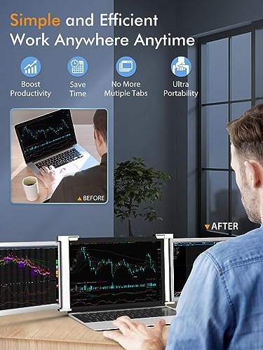 Fopo 13.3" Triple Laptop Screen Extender Fhd 1080P Ips Triple Portable Monitor For 14"-17.3" Laptop, Triple Screen For Dual Screen Display, With Hdmi/Usb-C -S16 #TOP2