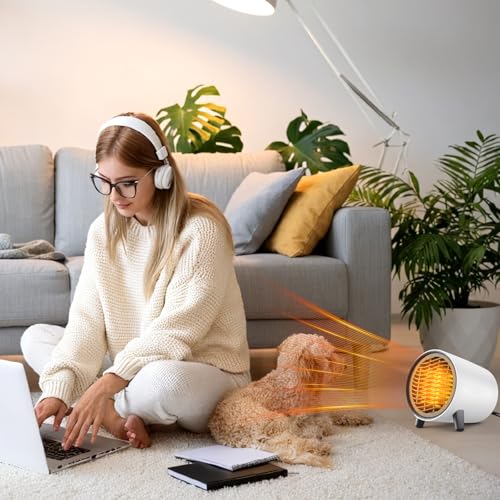 Calefactor Eléctrico Compact, Bwaliffury Calentador Cerámico Silencioso, Protección contra el sobrecalentamiento, Calefactor Bajo Consumo, Estufa Eléctrica Para baño, Oficina, Hogar, Dormitorio - imagen 7