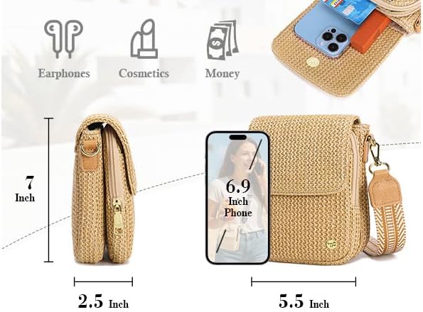 Haytijoe Faux Straw Crossbody Bags for Women Small Summer Purse RFID Woven Phone Bag Travel Beach Hawaiian Essentials Gifts - Image 3