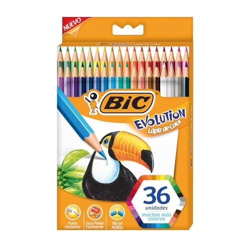 Lápis de Cor Sextavado BIC Evolution, 36 Cores Vivas e Intensas, Seguro para Crianças, 930... Lápis de Cor Sextavado BIC Evolution, 36 Cores Vivas e Intensas, Seguro para Crianças, 930...
