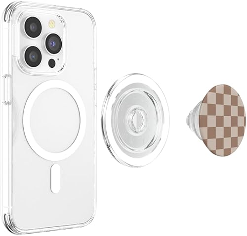 Miniatura 3 de PopSockets MagSafe PopGrip de tablero de ajedrez grande clásico marrón para iPhone
