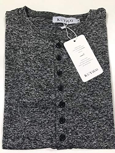 Kuyigo Mens Casual Mens Shirts Casual Stylish Basic Henley Long Sleeve T-Shirt (Medium, Black) #TOP5