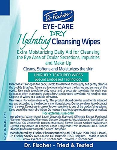 Dr. Fischer Sterile Eyelid Wipes - Cleanse the Eye Area of Ocular Secretions. Moisture-enriched to Effectively Clean & Moisturize Your Eyes