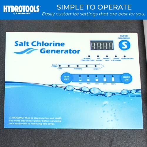 Swimline Hydrotools 87615 Salt Water Chlorine Generator System For Pools Up To 15K Gallons, 7 Titanium Plates 0.8 Lbs Cl Output, Universal Compatibility Easy Install Above & Inground Swimming Pools #TOP3