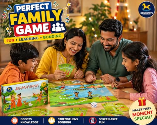 Image of Fun Ramayana Quiz Game for Kids (8+) | 40+ Question Cards | Family Board Game | Perfect Return Gift | Screen-Free Learning Toy