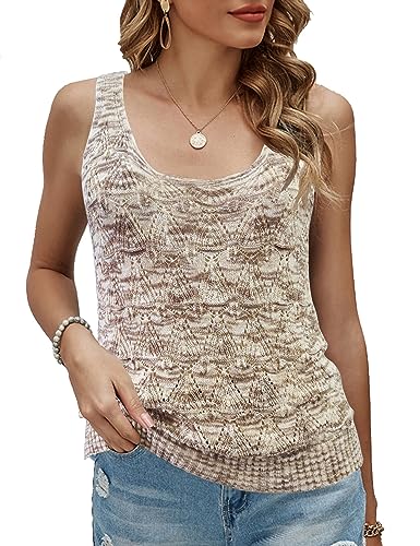 Image of Womens Sleeveless Tank Tops Summer Knit Sweater Vest Casual Cami Shirts Tops