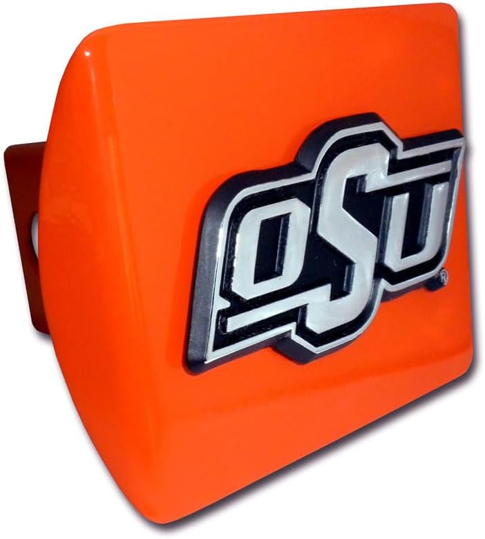 Oklahoma State Emblem on Orange Metal Hitch Cover
