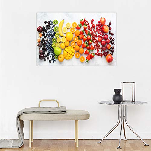 Kitchen Canvas Wall Art Fruit Picture Dining Room Canvas Painting For Home Wall Decor, Healthy Fruit Food Framed Artwork For Kitchen Restaurant Decoration Ready To Hang (12" Hx18 W) #TOP2