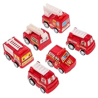 CHICAMPERA Fire Engine Model and Car Toy Set for Kids Age 3, Mini Push and Go Vehicle Playhouse Educational Toy Trucks, 6pcs Fire Truck Construction Car Models for Boys and Girls