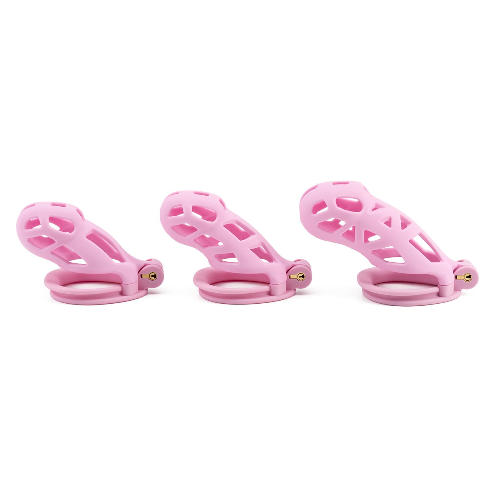 Chastity Cage Hommes avec 4 tailles différentes Double Arc Rings 3D Imprimé Cage à pénis/Cock Cage SM Bondage Sex Toy Set pour Homme Fétiche Exercice du Pénis (Nano,Pink)