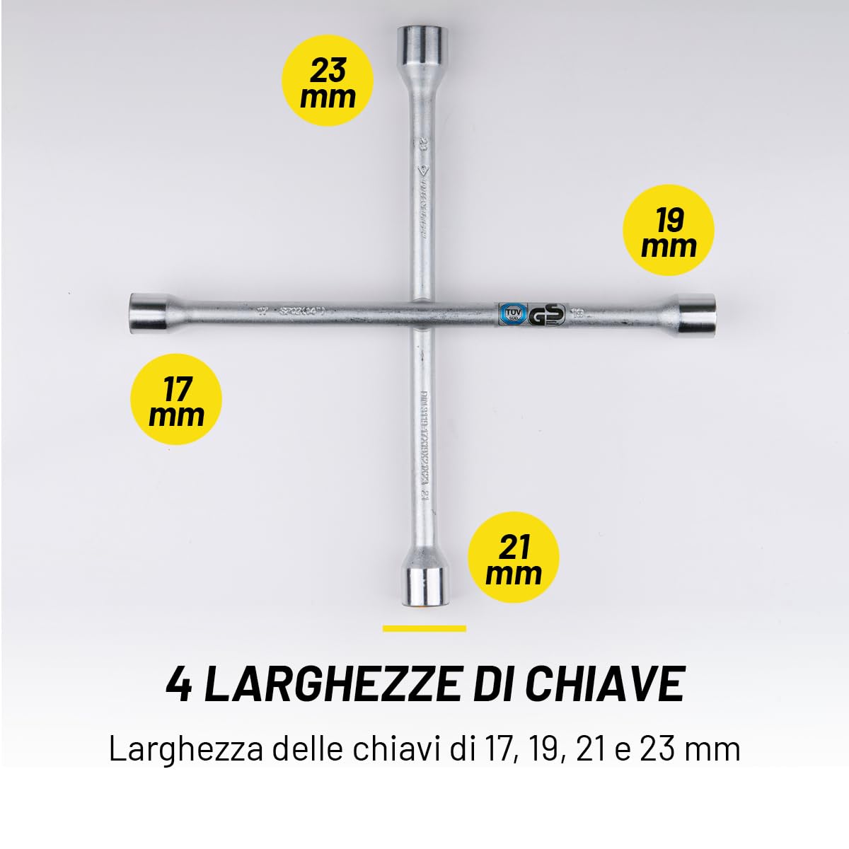 DUNLOP Chiave a Croce in Acciaio per Sostituzione Ruote Auto Macchina 17 19 21 23 mm