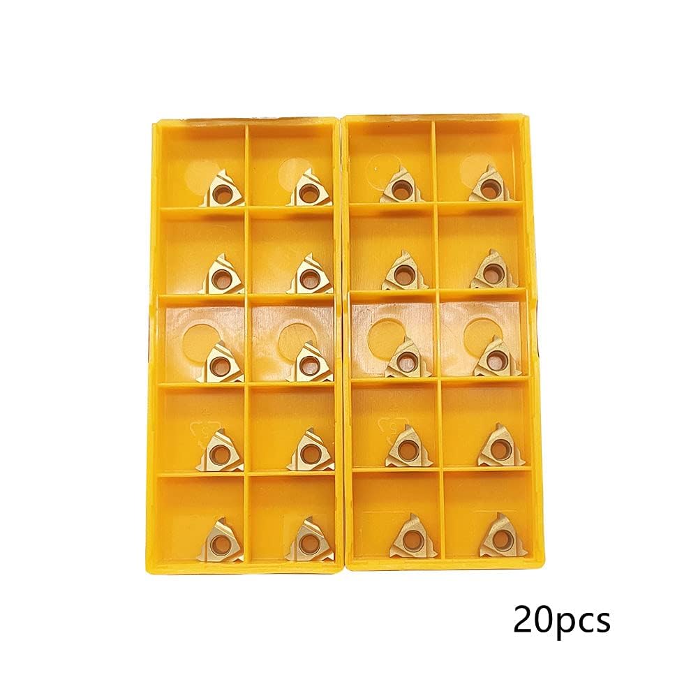Drehmaschine Gewindeeinsätze 11ER AG60 + 11IR AG60 Carbid-Einsätze für Außengewinde/Innengewinde Drehwerkzeughalter für Edelstahl und Eisen, 20pcs…
