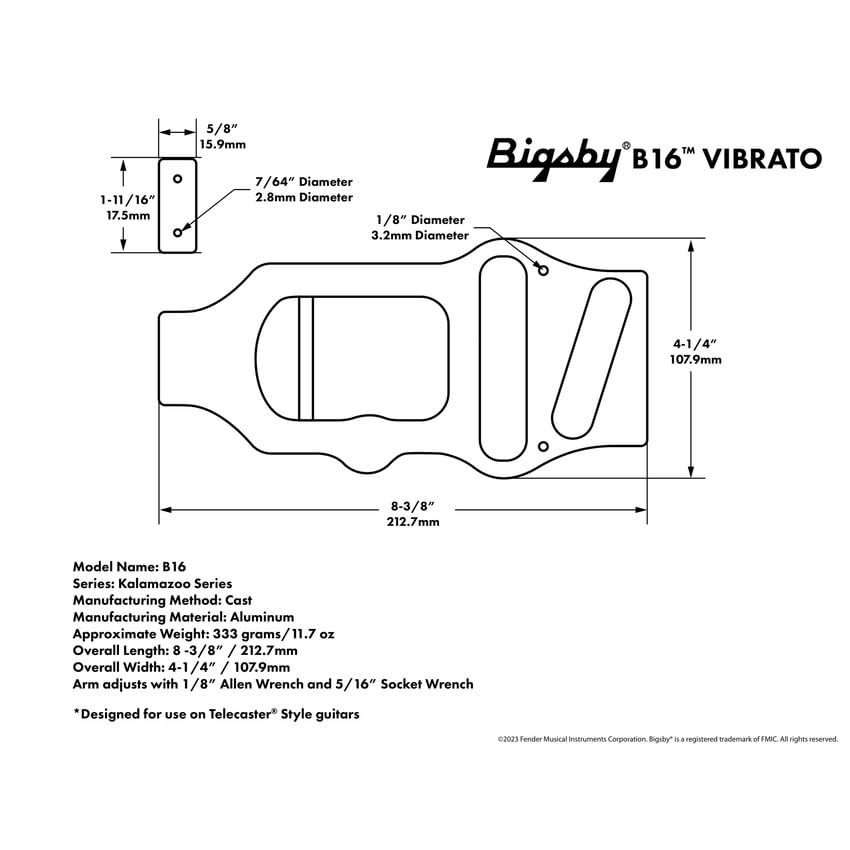 NEW Bigsby B16 with Bridge and Neck Shim - Polished Aluminum