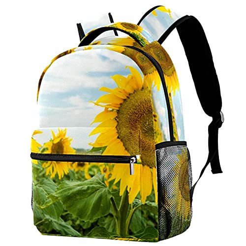 Sac à dos d'école tournesol en tissu sergé pour ordinateur portable de fille