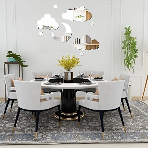 Diy 3D Wall Mirror Sticker For Wall Decoration,Mirror Wall Stickers Moon, Stars And Clouds Acrylic Wall Decals With Adhesive Art Decal Wall Art Decor For Living Room And Bedroom Wall Decor #TOP4