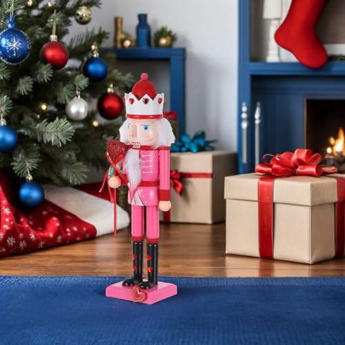 Casse-Noisettes en Bois Rose 37cm Décoration Cheminée et Saint-Valentin
