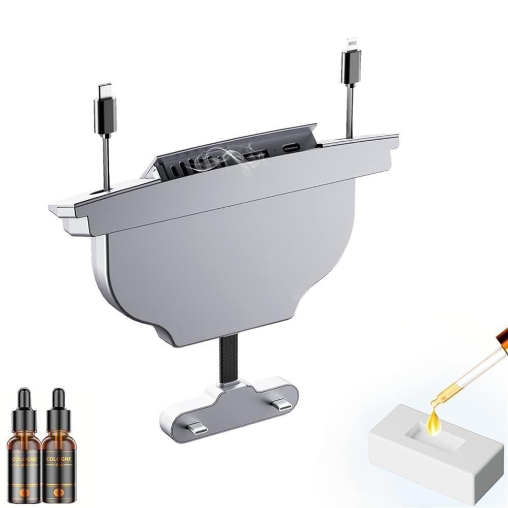 Azonee for Tesla USB Hub Docking Station with Retractable Charging Cables, Applicable to Tesla Model 3/y Central Control Aromatherapy Expansion Dock, for Tesla Phone Charger