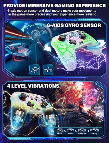 Image of ZRZLMVP Switch Controller Wireless for Nintendo Switch /OLED /Lite /Switch 2, 1000mAh Rechargeable Pro Controllers with 9 Colors LED Light, Switch Remote Control Gamepad with Turbo, Vibration, Wake Up