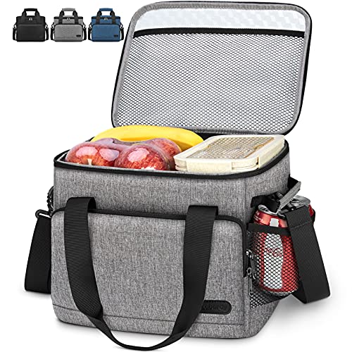 Lubardy 30L (48 Canette) Sac Isotherme Glaciere Souple Lunch Bag Grand Sac Isotherme Repas Femme Homme Bureau Courses Pique-Nique Gris